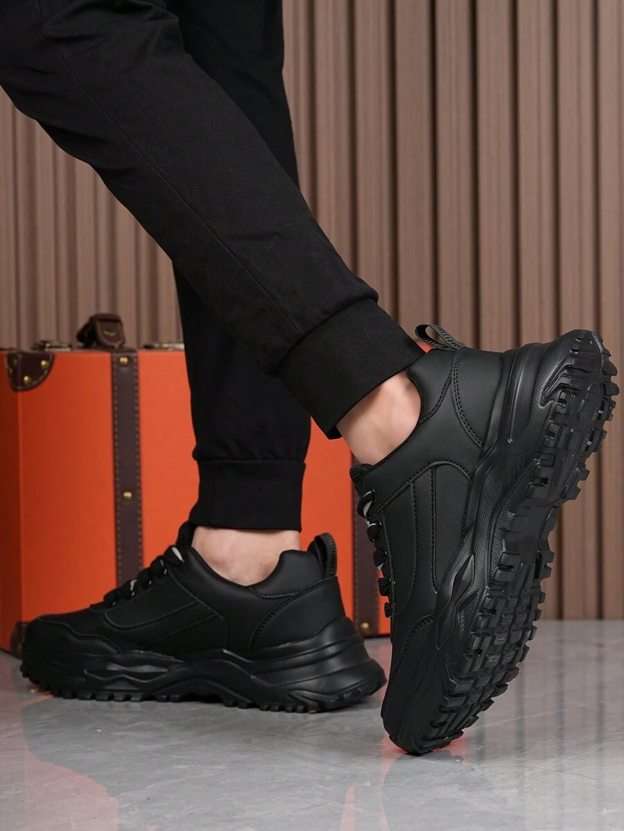 男士秋冬厚底增高鞋，休闲运动鞋，防滑轻便运动鞋，适合青少年夏季休闲、户外运动、度假旅行、毕业礼物、生日礼服配饰 - 多色 - 查看 1