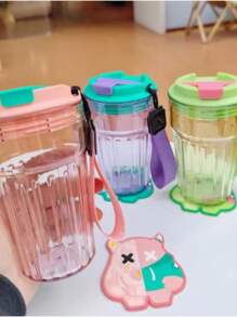 Copo com Tampa de 450ML Com Alça de Porta-Copo para Suco / Café / Refrigerante