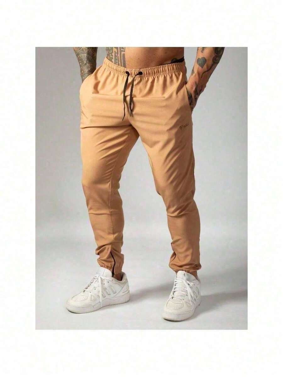 Men's Summer Sports Training Jogger Pants In Tactel - Caqui - Ver 1