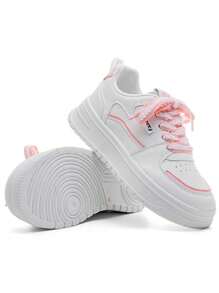 Zapatos De Tenis Mujer De Suela Gruesa Transpirable De Moda - Rosa Roja - Ver 9