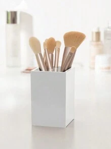 1 pieza Soporte de escritorio rectangular blanco/negro de acrílico, caja de exhibición de lápices de acrílico sin tapa para uso en oficina y papelería