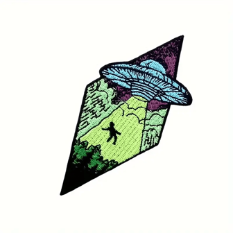 1 pieza Parche con diseño de Ovni y extraterrestre para hombres, parche bordado, parche de ovni, parche espacial, parche para coser o planchar