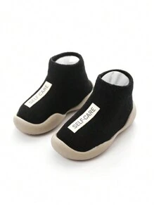 Hibobi Zapatos para bebé con letras, suaves y cómodos, ideales para aprender a caminar y para uso diario - Negro - Ver 1