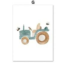 1 件波西米亚风卡通农场海报艺术印刷品狐狸蜜蜂熊刺猬花帆布画墙画家居装饰无框