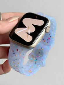 1 Stück transparentes Silikon Sportarmband kompatibel mit Bändern 42mm 44mm 45mm 46mm 49mm, modischer Ersatzarmband für Smartwatches für Männer und Frauen, geeignet für Series Ultra2 Ultra SE2 SE 10 9 8 7 6 5 4 3 2 1