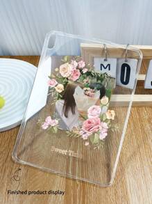 Spring 1pc Rose Flower Frame Transparent Phone Case, Customized With Portrait, Pet, Plant Photo, Text, Letters, Any Images, Lightweight And Ultra Thin Soft Shell