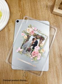 Spring 1pc Rose Flower Frame Transparent Phone Case, Customized With Portrait, Pet, Plant Photo, Text, Letters, Any Images, Lightweight And Ultra Thin Soft Shell
