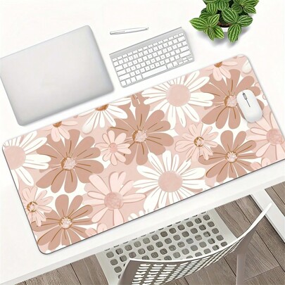 1pc Floral Extended Desk Mat Art Design Aesthetic Gaming Mouse Pad 35.4x15.7 Inch Large Office Desk Accessories With Stitched Edge Non-Slip XL Mousepad Rubber Base Keyboard Pad For Office Home Back To School