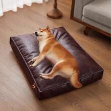 1pc Pet Dog Leather Mattress Pad, Polycotton Filled, No Assembly Required, Suitable For Various Dog Breeds, Durable & Easy To Clean, Fit For Cats And Dogs, Suitable For All Seasons