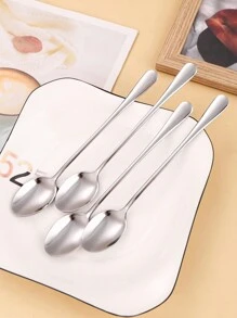 1/4 件不锈钢长柄咖啡勺、冰淇淋勺、甜点勺 日常勺子 返校 - 彩色 - 查看 11