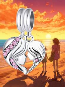 1 Stück modischer 925 Sterling Silber Mutterherz Charm Perle, passend für Frauen Armbänder, Armreifen, zum Selbermachen von Schmuck und zur täglichen Outfit-Abstimmung, Schmuckdekoration für Mädchen zum Valentinstag