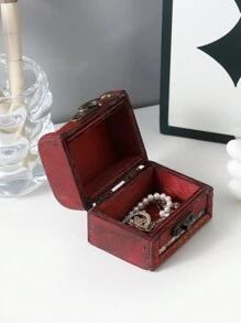 1 件复古皮革风格珠宝收纳盒，简约木盒，装饰宝藏守护者，非常适合个人配饰和收藏品、珠宝收藏、家居装饰、圣诞礼物、新年礼物、男士礼物、女士礼物