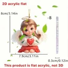 1 Piece, Cute Angel Girl Acrylic Pendant, 2D Red Heart Pendant, Used For Car Keychains, Backpacks, Multifunctional Home Decoration, Ideal Valentine's Day Gift Selection,Home Decor ,Room Decor,Wall Decor - Multicolor - View 7