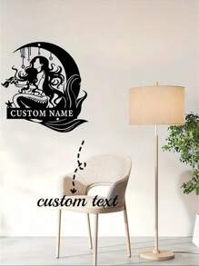 定制锻铁与个性化的童话剪影童话主题美人鱼剪影童话剪影墙非常适合家庭花园厨房餐厅装饰户外锻铁作品非常适合庆祝和礼物艺术奢华风格派对装饰节日礼物送给家人和朋友节日礼物庆祝美丽 - 黑色 - 查看 1