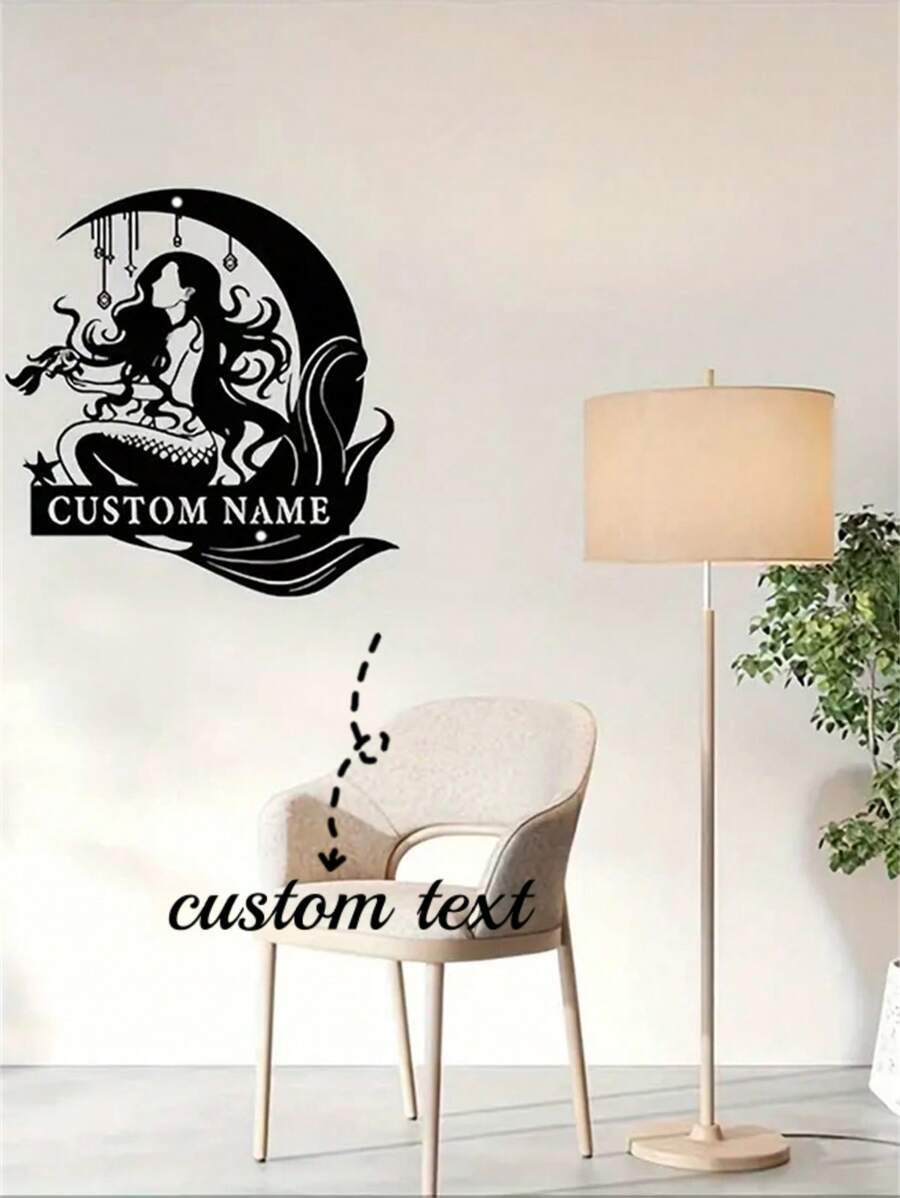 定制锻铁与个性化的童话剪影童话主题美人鱼剪影童话剪影墙非常适合家庭花园厨房餐厅装饰户外锻铁作品非常适合庆祝和礼物艺术奢华风格派对装饰节日礼物送给家人和朋友节日礼物庆祝美丽 - 黑色 - 查看 1