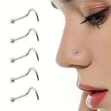 10pcs Stainless Steel Round Ball Nose Studs & Cone S-Post Nose Rings Piercing Jewelry