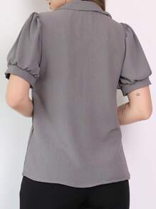LAN FASHION Women's Blouse Short Sleeve Dune Fabric - Xám - Xem 4