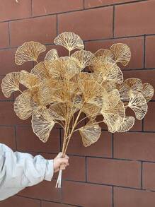1/3/5 件人造银杏叶，金色假杏叶茎，花瓶填充物，适用于家庭花园婚礼装饰，房间装饰，冬季家庭餐桌装饰，春季农历新年装饰礼物生日毕业，假植物