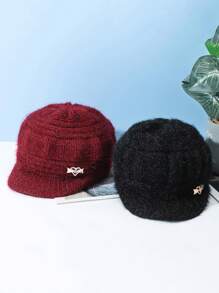 1 chiếc mũ len dệt kim polyester màu trơn hình thoi Bohemian tiệc tùng thường ngày dễ thương thanh lịch cổ điển đường phố, mùa thu/đông - mũ đèn lồng bướm - Xem 11