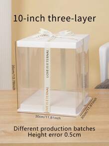 1pc White Lid Transparent Cake Box, Suitable For Cakes, Pastries, Chocolates, Cookies, Pies, Birthday Parties, Weddings, Valentines, Gift Packaging & Storage Box School Supplies Food Bag Food Box Suitable For Candy Chocolate Cookies Etc.