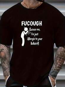 Camiseta de algodón estampada con bonito patrón de conejo, cuello redondo, manga corta para hombre, ropa casual negra suave, adecuada para deportes al aire libre, camisetas transpirables y cómodas, 220 g