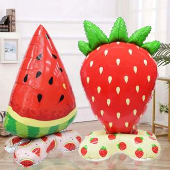 1pc 61 Inch Extra Large Strawberry/Watermelon Shape Foil Balloon - Suitable For Birthday, Wedding, Anniversary, Graduation - Indoor/Outdoor Party Decoration