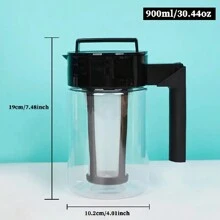 1pc Portable Cold Tea Coffee Maker Bottle, Milk Iced Tea Maker Cold Tea Pitcher, Juice Carafe For, Restaurant, Office, Coffee Servers - Black - View 2