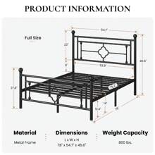 SHA CERLIN 14 Inches 4 Size 4 Color Metal Platform Bed Frame/Vintage Iron-Art Headboard And Footboard/Mattress Foundation/No Box Spring Needed/Noise-Free/Easy Assembly, Room Decor, Bedroom Christmas Decorations Home Decor Christmas Gift, Gold|White|Black|Pink * Bed Frame Queen Queen Bed Frame Bed Frame Full Full Size Bed Frame King Size Bed Frame Twin Bed Frame Room Decor Home Decor Christmas Decor Bedroom Decor Valentine Day Decor Storage Living Room Decor Furniture House Decor - 黑色 - 查看 9