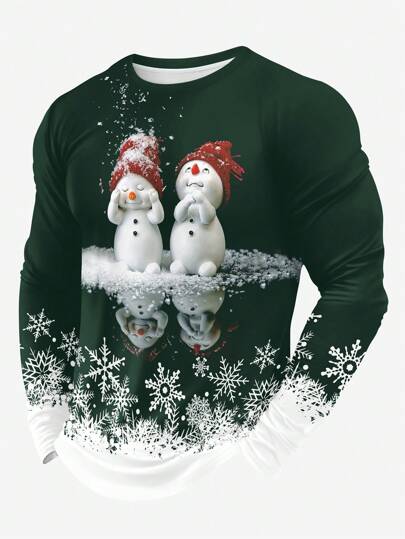 Koszulka z długim rękawem i nadrukiem świątecznym dla mężczyzn - najlepszy prezent dla przyjaciół, mężów i rodziny