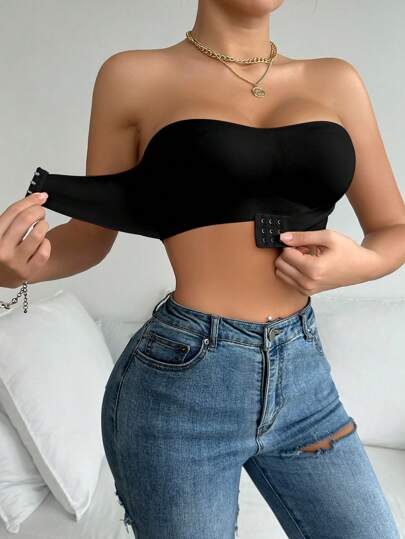 Front Closure Strapless Padded Com Tafel BH Wireless, Zwart Beige Women view 9