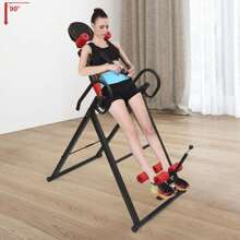 Mesa de inversión plegable, Mesas de inversión para el dolor de espalda, Kit de alivio del dolor de espalda, Equipo de inversión de entrenamiento de fuerza, Capacidad de peso 150 kg - Negro y rojo - Ver 9