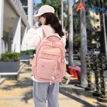 Sac a Dos Femme, Cartable Fille Collège Loisir, Sacs Filles Cartables Scolaires Etanche Nylon Sac à Dos Ordinateur 15.6 pouces Pour L'école et les Voyages - Rose