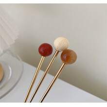 1pc Women's Multi-Color Metallic Round Ball Chinese Style Modern High-End Elegant Hair Stick, Versatile For Daily Wear - Multicolor - View 6
