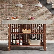 LITTLE TREE LITTLE TREE 63-Inch Spacious Home Bar Unit, Contemporary 2-Tier Bar Table With Footrest, Corner Mini Coffee Bar Cabinet For Kitchen, Pub, Dining And Living Rooms, Brown