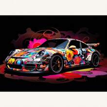 1 件墙面艺术海报可选框架彩色车辆海报帆布艺术流行涂鸦豪华汽车印刷壁画现代墙壁艺术挂画家居装饰无框流行