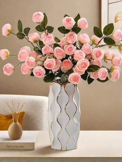 Ceramic Vase, Home ation Wit ative Vertical Gestreepte ation, Bedroom, Office, Living Room, Bathroom, Tafel Centerpiece, Best Birthday Graduation Back To School Room Supplies Flower Vase Glass view 5