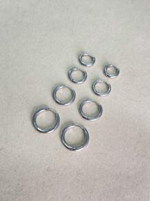 4pairs Minimalist Hoop Earrings - Yellow Gold - View 5