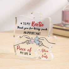 1 Pieza Adorno de acrílico transparente en forma de rompecabezas, regalos para la familia, amigos, regalos festivos, regalos creativos y estéticos, adecuado para decoración del hogar, oficina, escritorio, adecuado para cumpleaños, Acción de Gracias, ceremonias de graduación, aniversarios, despedidas, recuerdos, decoración de escritorio, hogar, oficina, estilo sencillo