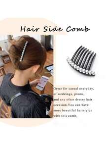 Schwarzer französischer Twist Haarklammer-Clips mit Kunstperlen dekorative Haarkämme für Frauen als Accessoire, vintage Haarstyling-Werkzeug (2er Pack)
