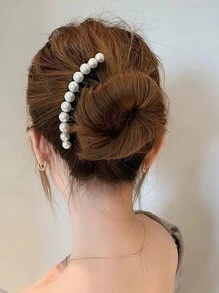 Schwarzer französischer Twist Haarklammer-Clips mit Kunstperlen dekorative Haarkämme für Frauen als Accessoire, vintage Haarstyling-Werkzeug (2er Pack)