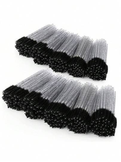 500支装 100支装 10支装 一次性眼部黑色睫毛膏刷头，适用于眉毛睫毛膏延长器，黑色，眉刷，眼影刷，螺旋刷，赠品