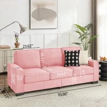 83.86"Snowfleece Fabric Sofa Modern Compressed Couch 3-Seater Sofa Furniture For Living Room Bedroom Office Pink - 粉紅色如圖 - 查看 11