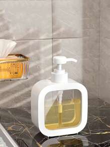 1pc Plastic Pump Dispenser Bottle, Transparent Refillable Container For Dish Soap, Shampoo, Hand Wash, Body Wash, Laundry Detergent, Lotion, Kitchen & Bathroom Use - Clear - View 8