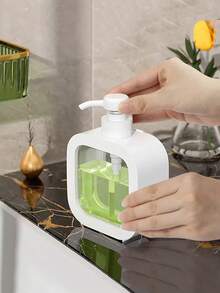 1pc Plastic Pump Dispenser Bottle, Transparent Refillable Container For Dish Soap, Shampoo, Hand Wash, Body Wash, Laundry Detergent, Lotion, Kitchen & Bathroom Use - Clear - View 7