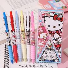 Sanrio 6 Packs Sanrio Full Set Of Neutral Ballpoint Pens Student Multi-Function Button Journal Pen 0.5 Mm Kawaii Style Needle And Line Gel Pen - Stationery Pink, Learning Toys, Multiple Appearance Pens,Back To School