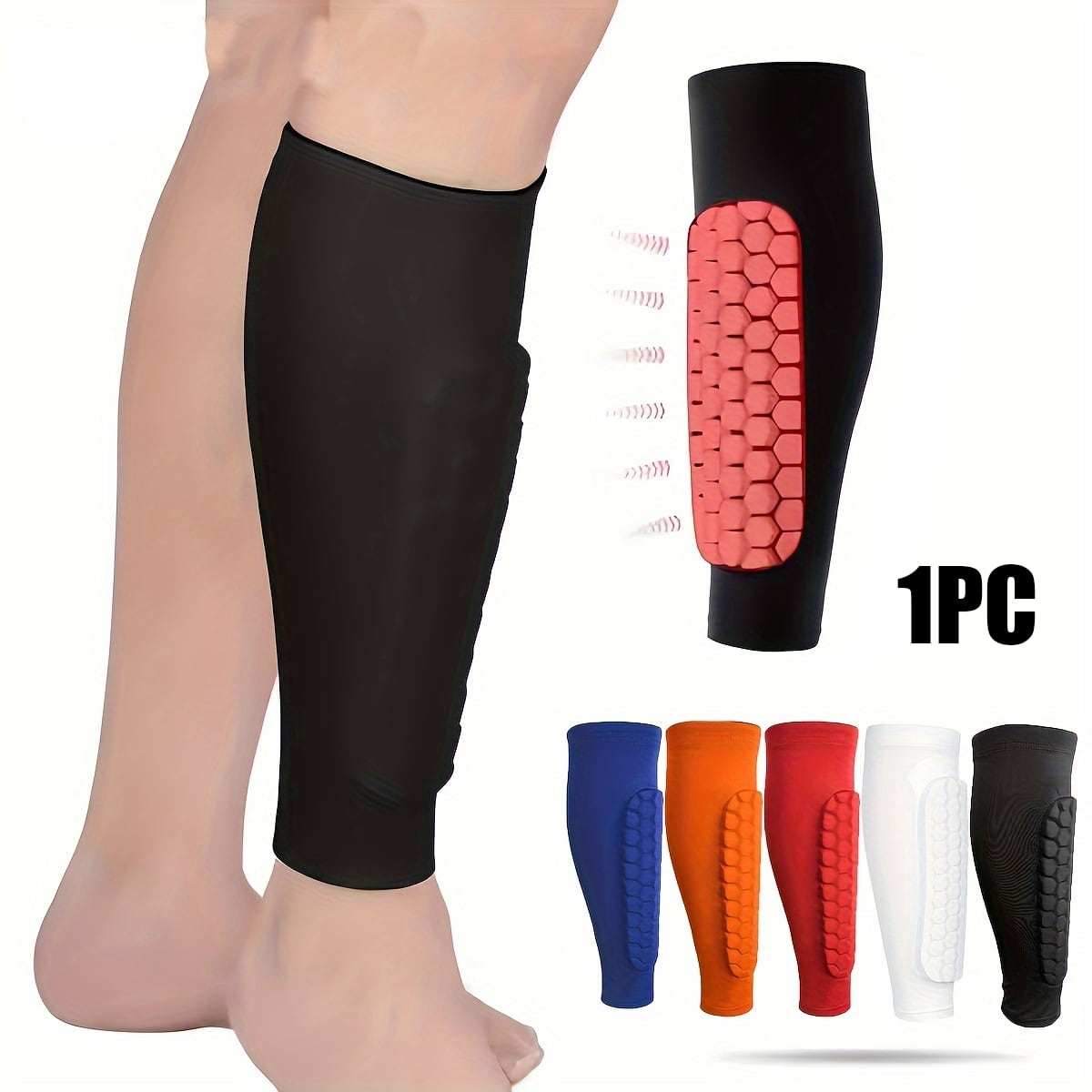 Football Anti-Collision Honeycomb Calf Sleeve, Unisex Leg Protector Plate, Professional Anti-Slip Basketball/Badminton Leg Guard Gym Accessories Knee Support Sports Knee Pads Gym Knee Pads
