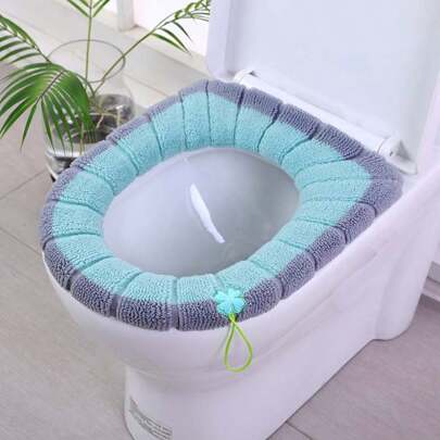 1pc Comfortable Toilet Seat Cover, Washable Knitted Design For Household Use Bathroom Decor Fall Decor