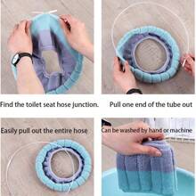 1 件舒适马桶座套，可水洗针织设计，适合家庭使用浴室装饰秋季装饰 - 綠色 - 查看 10