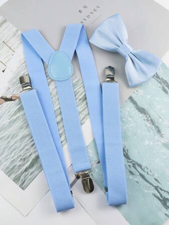 2 件套男士百搭可调节纯色涤纶吊带和时尚涤纶领结，适合婚礼、典礼和日常穿着，适合外出装婚礼派对和万圣节配饰礼物，万圣节服装适合秋冬秋冬配饰万圣节服装，适合青少年、青年、男士、休闲、户外、运动、度假、毕业礼物、生日、日常穿着，适合外出装婚礼派对和万圣节服装礼物