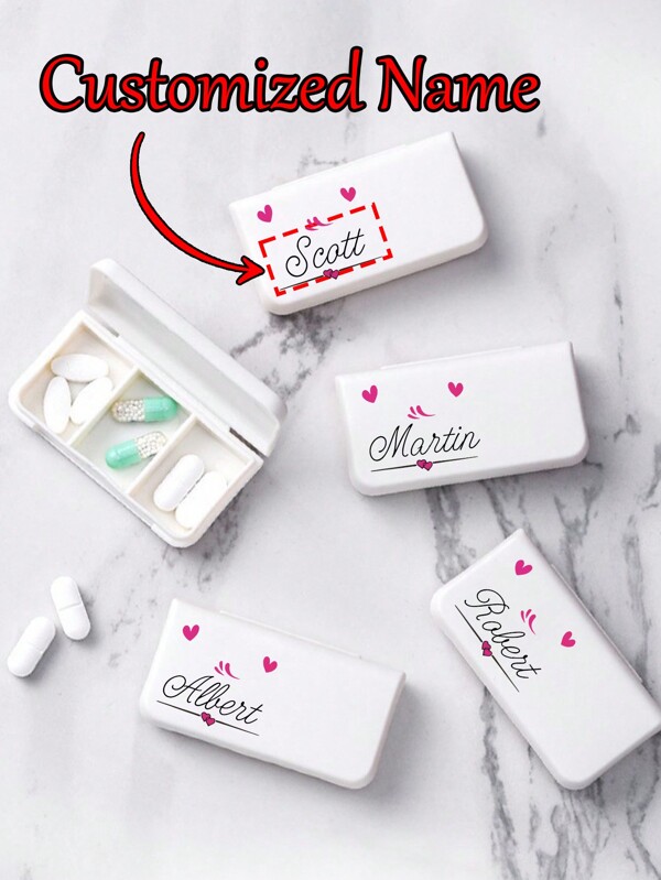 Customized Name Portable Medicine Box Storage Box, Personalized Medicine Box, Ideal Gift For Halloween, Christmas, New Year, Young Girls, Mothers, Birthdays, Bridesmaids